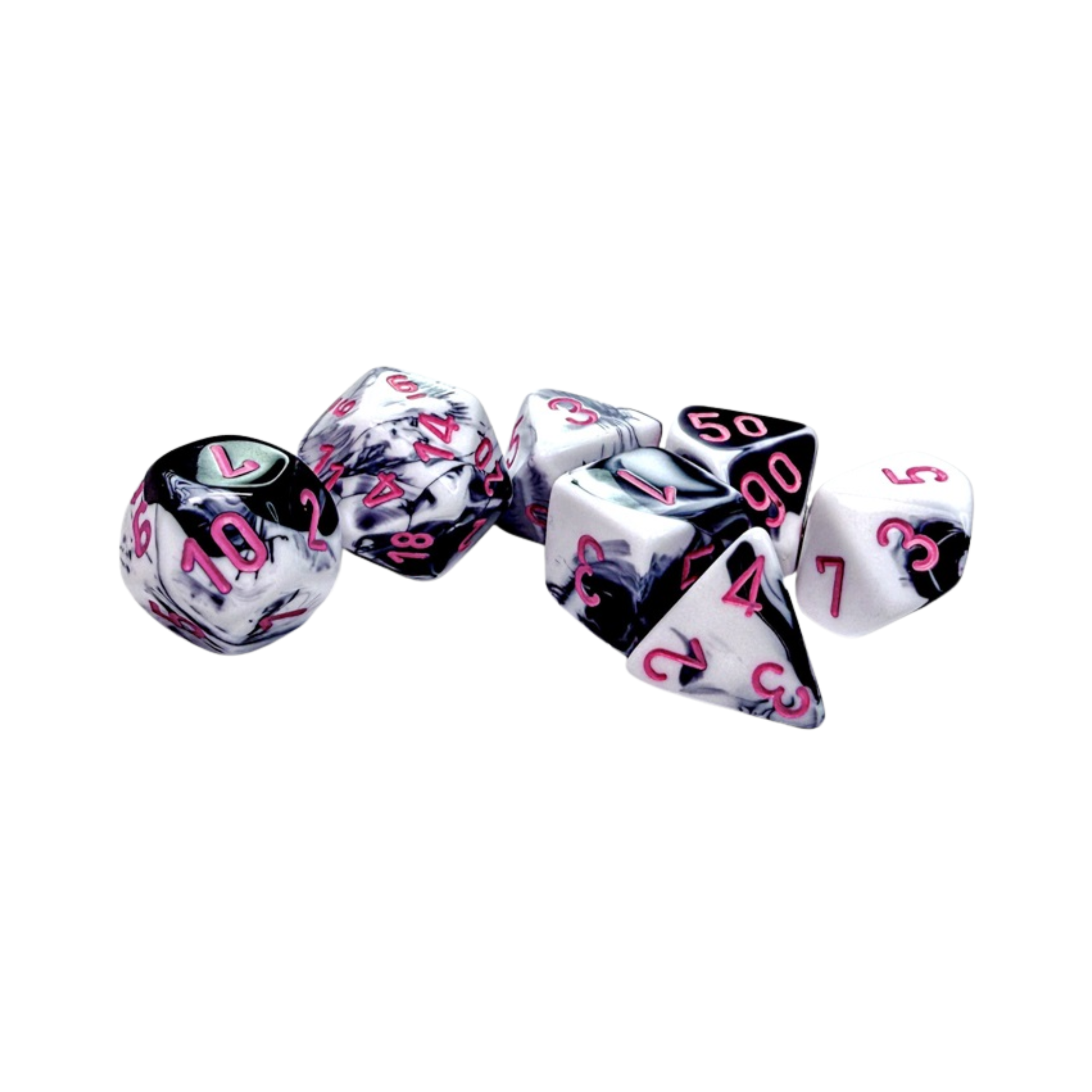 CHX26469 Black White/Pink Gemini 7PC Polyhedral Dice Set